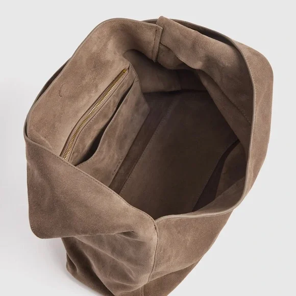 NWT Italian Suede Slouchy Shoulder Bag in Pebble color - Picture 2 of 10